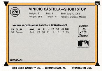 1990 Best #278 Vinny Castilla Back