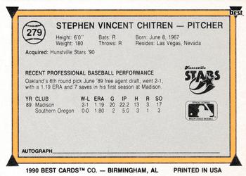 1990 Best #279 Steve Chitren Back