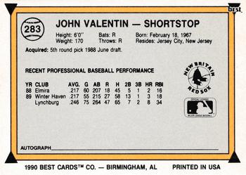1990 Best #283 John Valentin Back