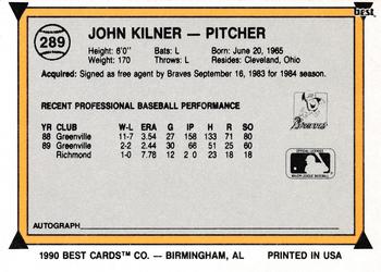 1990 Best #289 John Kilner Back