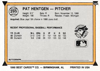 1990 Best #295 Pat Hentgen Back
