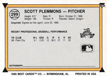 1990 Best #299 Scott Plemmons Back