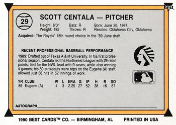 1990 Best #29 Scott Centala Back
