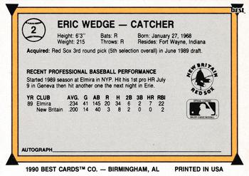 1990 Best #2 Eric Wedge Back