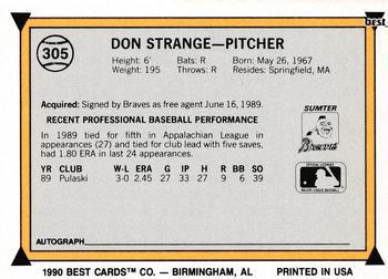 1990 Best #305 Don Strange Back