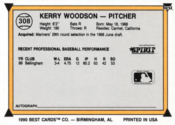 1990 Best #308 Kerry Woodson Back