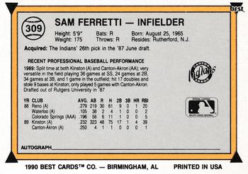 1990 Best #309 Sam Ferretti Back