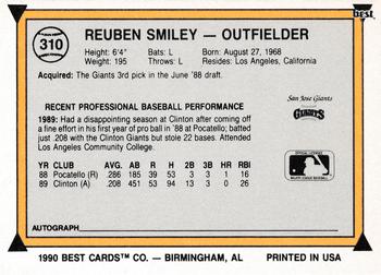 1990 Best #310 Reuben Smiley Back