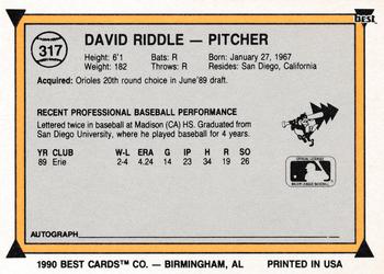 1990 Best #317 David Riddle Back