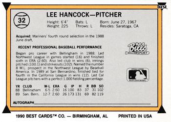 1990 Best #32 Lee Hancock Back