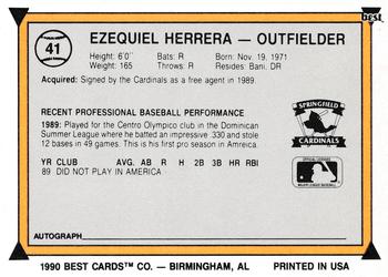 1990 Best #41 Ezequiel Herrera Back