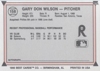 1990 Best #158 Gary Wilson Back