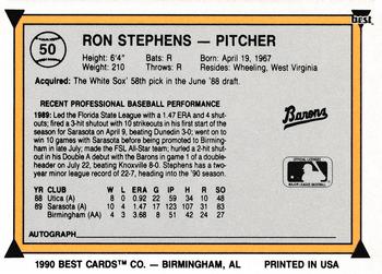 1990 Best #50 Ron Stephens Back