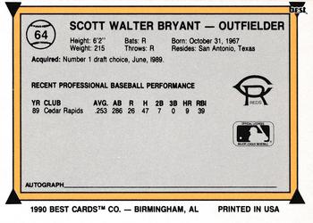 1990 Best #64 Scott Bryant Back