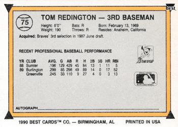 1990 Best #75 Tom Redington Back