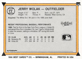 1990 Best #77 Jerry Wolak Back