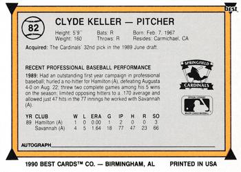 1990 Best #82 Clyde Keller Back