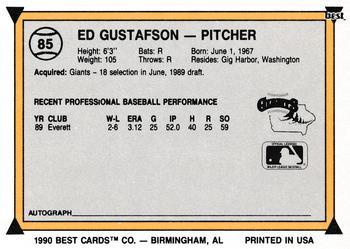 1990 Best #85 Ed Gustafson Back