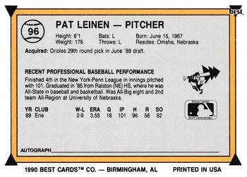 1990 Best #96 Pat Leinen Back