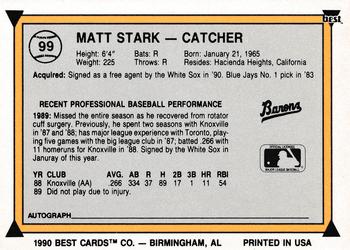 1990 Best #99 Matt Stark Back