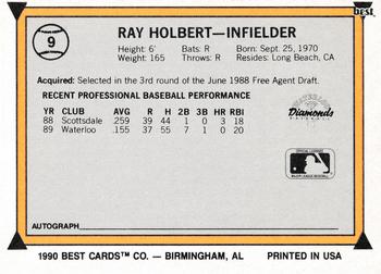 1990 Best #9 Ray Holbert Back