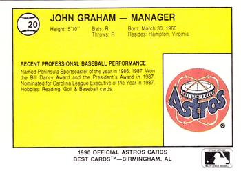 1990 Best Auburn Astros #20 John Graham Back