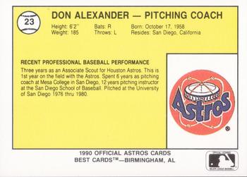 1990 Best Auburn Astros #23 Don Alexander Back
