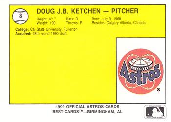 1990 Best Auburn Astros #8 Doug Ketchen  Back