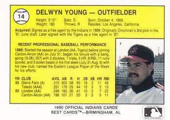 1990 Best Canton-Akron Indians #14 Delwyn Young  Back
