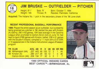 1990 Best Canton-Akron Indians #18 Jim Bruske  Back