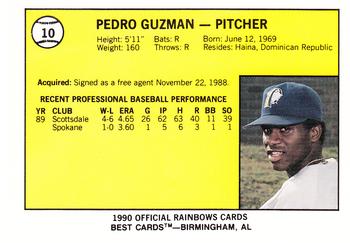 1990 Best Charleston Rainbows #10 Pedro Guzman  Back