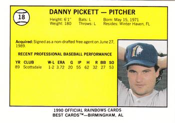 1990 Best Charleston Rainbows #18 Danny Pickett  Back
