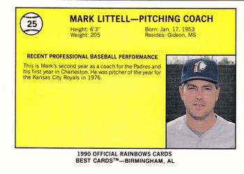 1990 Best Charleston Rainbows #25 Mark Littell Back