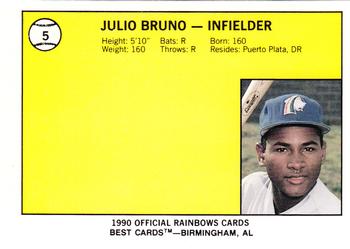 1990 Best Charleston Rainbows #5 Julio Bruno  Back