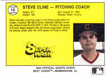 1990 Best Clinton Giants #10 Steve Cline Back
