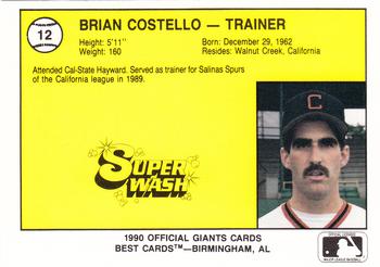 1990 Best Clinton Giants #12 Brian J. Costello Back