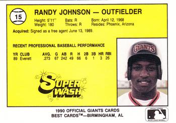 1990 Best Clinton Giants #15 Randy Johnson  Back