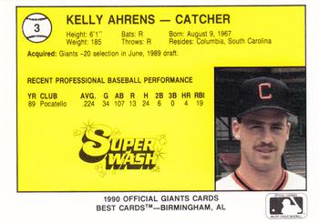 1990 Best Clinton Giants #3 Kelly Ahrens  Back