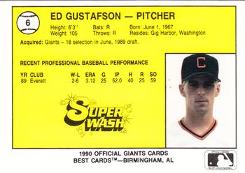 1990 Best Clinton Giants #6 Ed Gustafson  Back