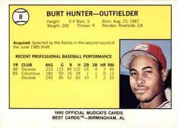 1990 Best Columbus Mudcats #8 Bert Hunter  Back
