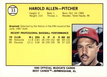 1990 Best Columbus Mudcats #11 Harold Allen  Back