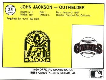 1990 Best Everett Giants #25 John Jackson  Back