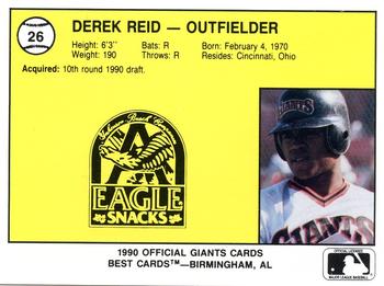 1990 Best Everett Giants #26 Derek Reid  Back