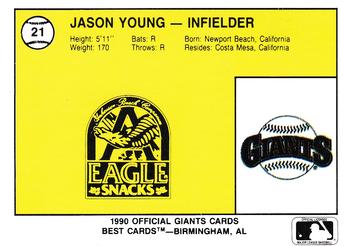 1990 Best Everett Giants #21 Jason Young  Back