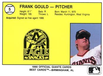 1990 Best Everett Giants #5 Frank Gould  Back