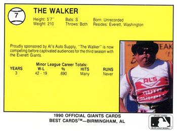 1990 Best Everett Giants #7 The Walker  Back