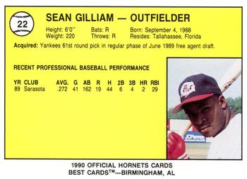 1990 Best Greensboro Hornets #22 Sean Gilliam  Back