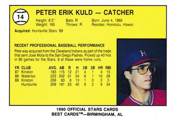 1990 Best Huntsville Stars #14 Pete Kuld  Back