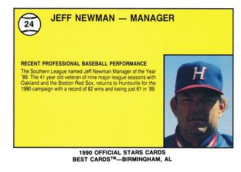 1990 Best Huntsville Stars #24 Jeff Newman Back
