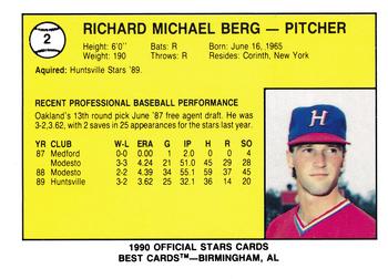 1990 Best Huntsville Stars #2 Richard Berg  Back